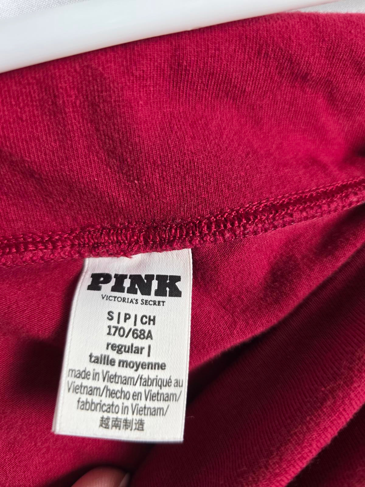 Victorias Secret PINK Red FOLDOVER Skinny Yoga Pants I LOVE YOU  Small