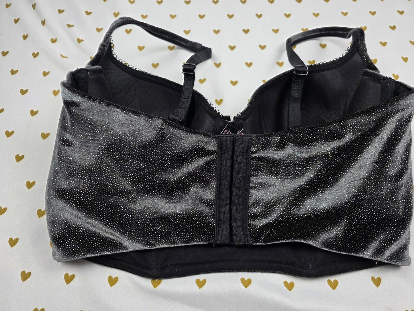 Victorias Secret Black SHIMMER BLING 36D Dream Angels Push Up Bustier Bra DEMI
