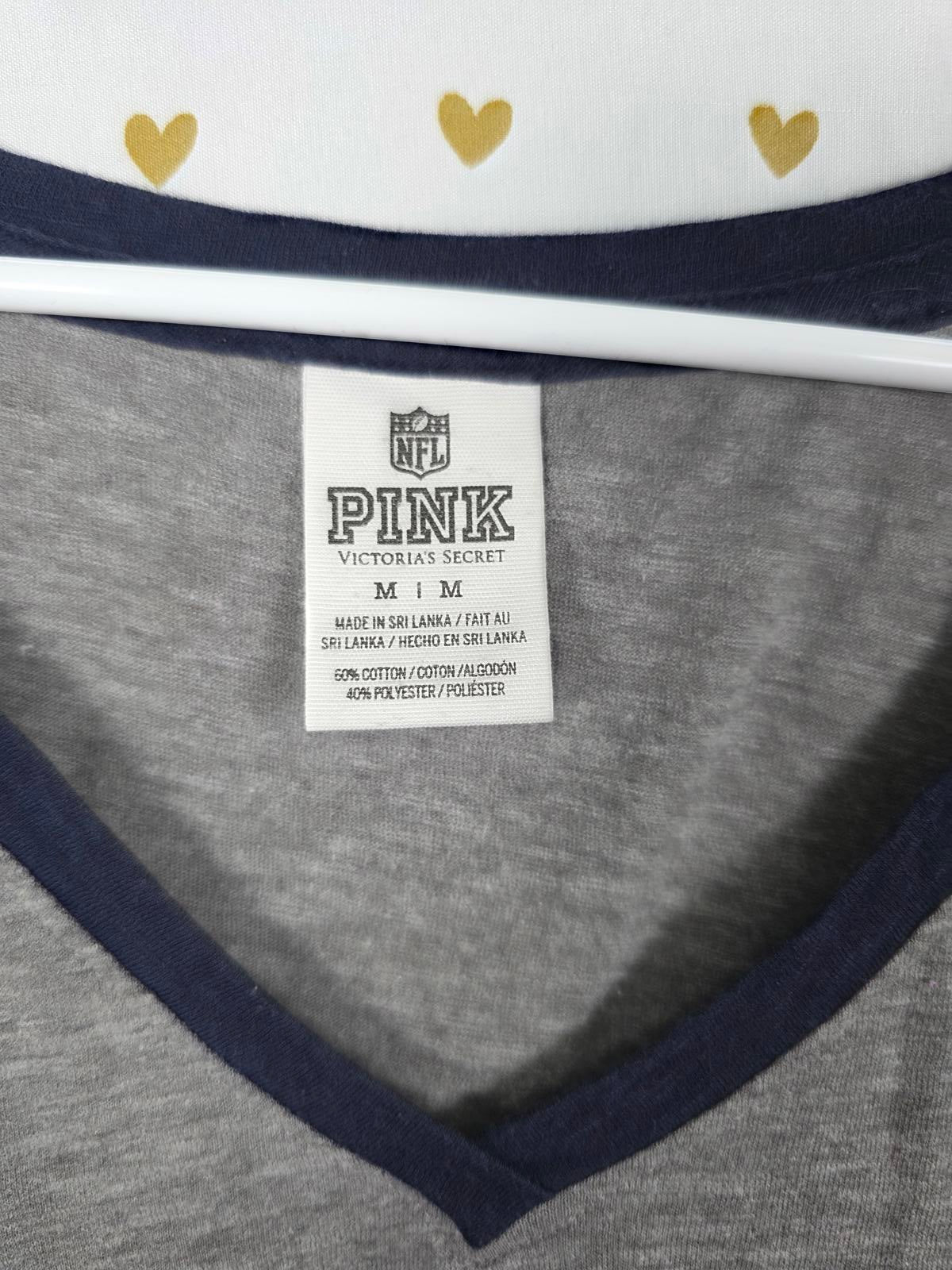 Victorias Secret PINK NFL Football DALLAS COWBOYS Tee Shirt V Neck MEDIUM