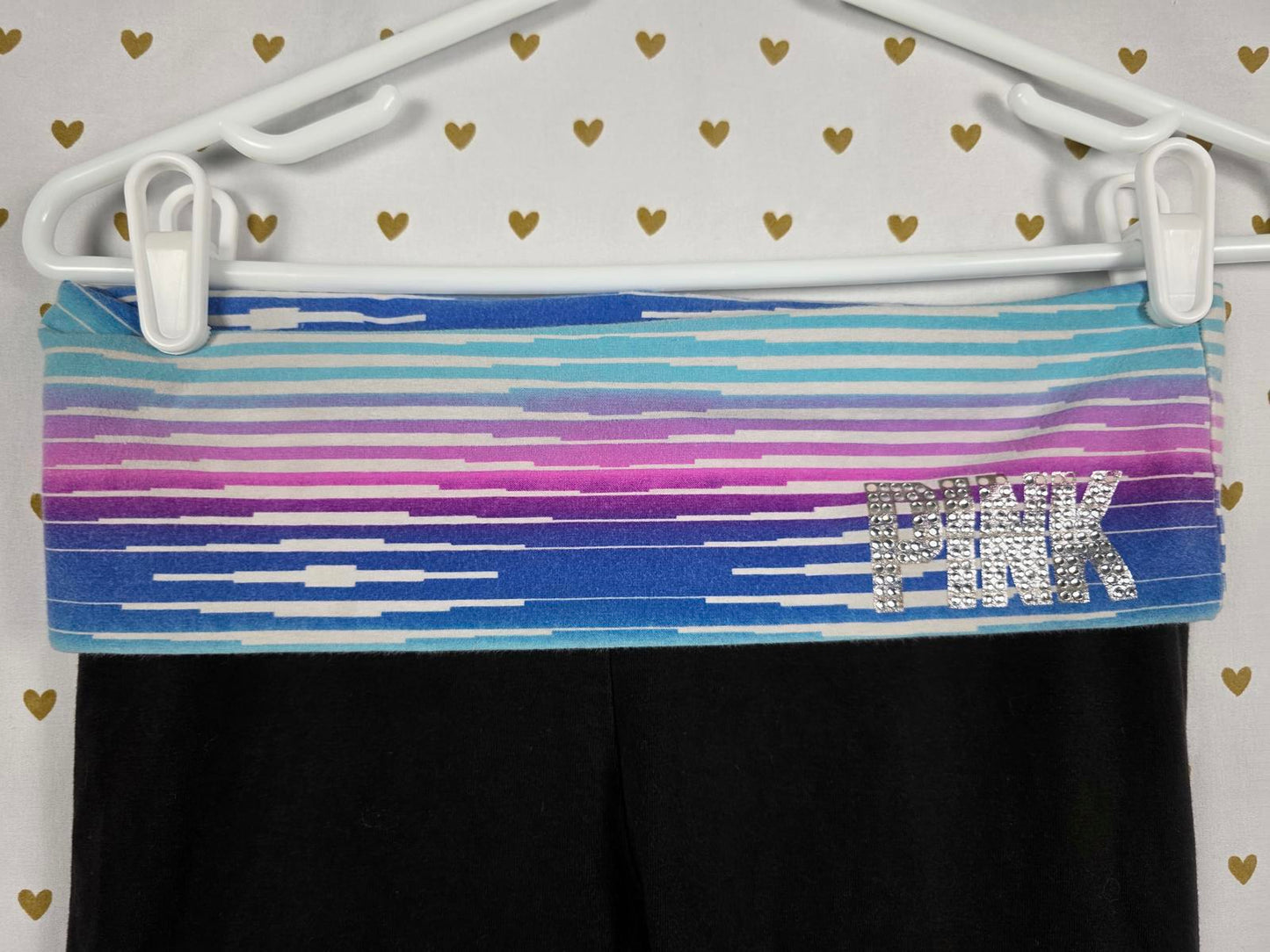 Victorias Secret PINK Striped Cropped Carpri Vintage Y2k FOLDOVER Yoga Pants SM