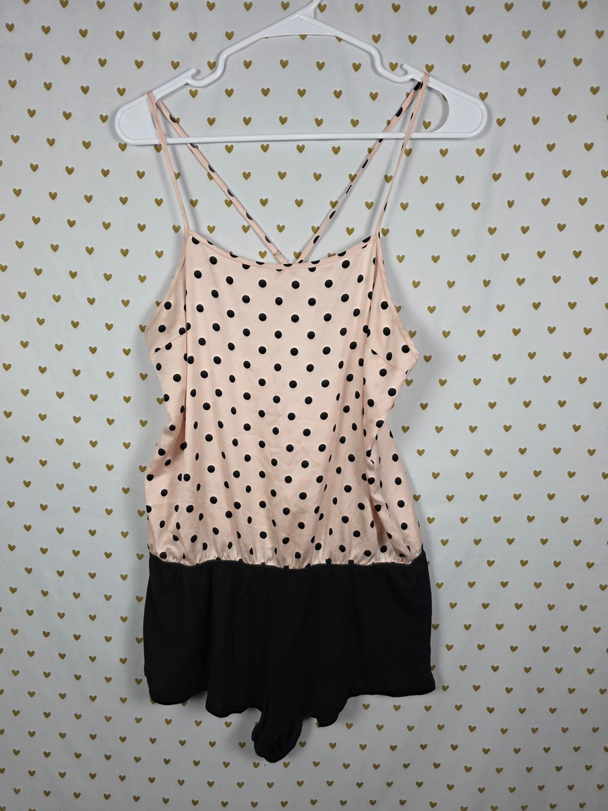 Victorias Secret Sexy POLKA DOT Romper Lingerie Sleep Nightie Outfit MEDIUM Pink