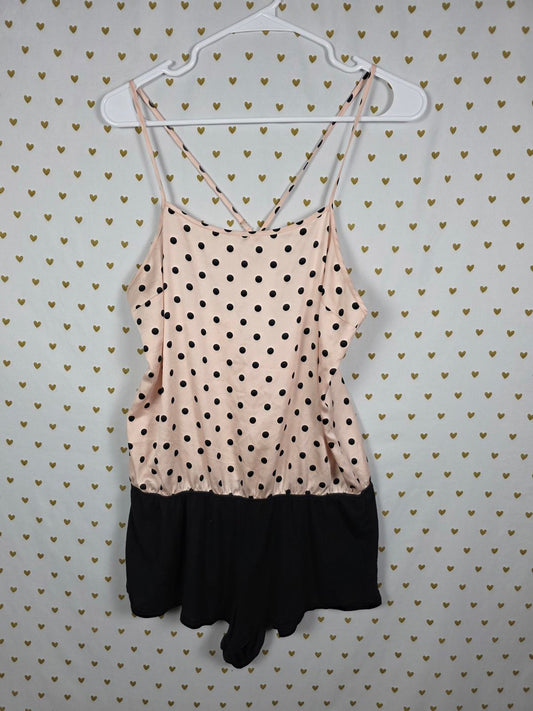 Victorias Secret Sexy POLKA DOT Romper Lingerie Sleep Nightie Outfit MEDIUM Pink