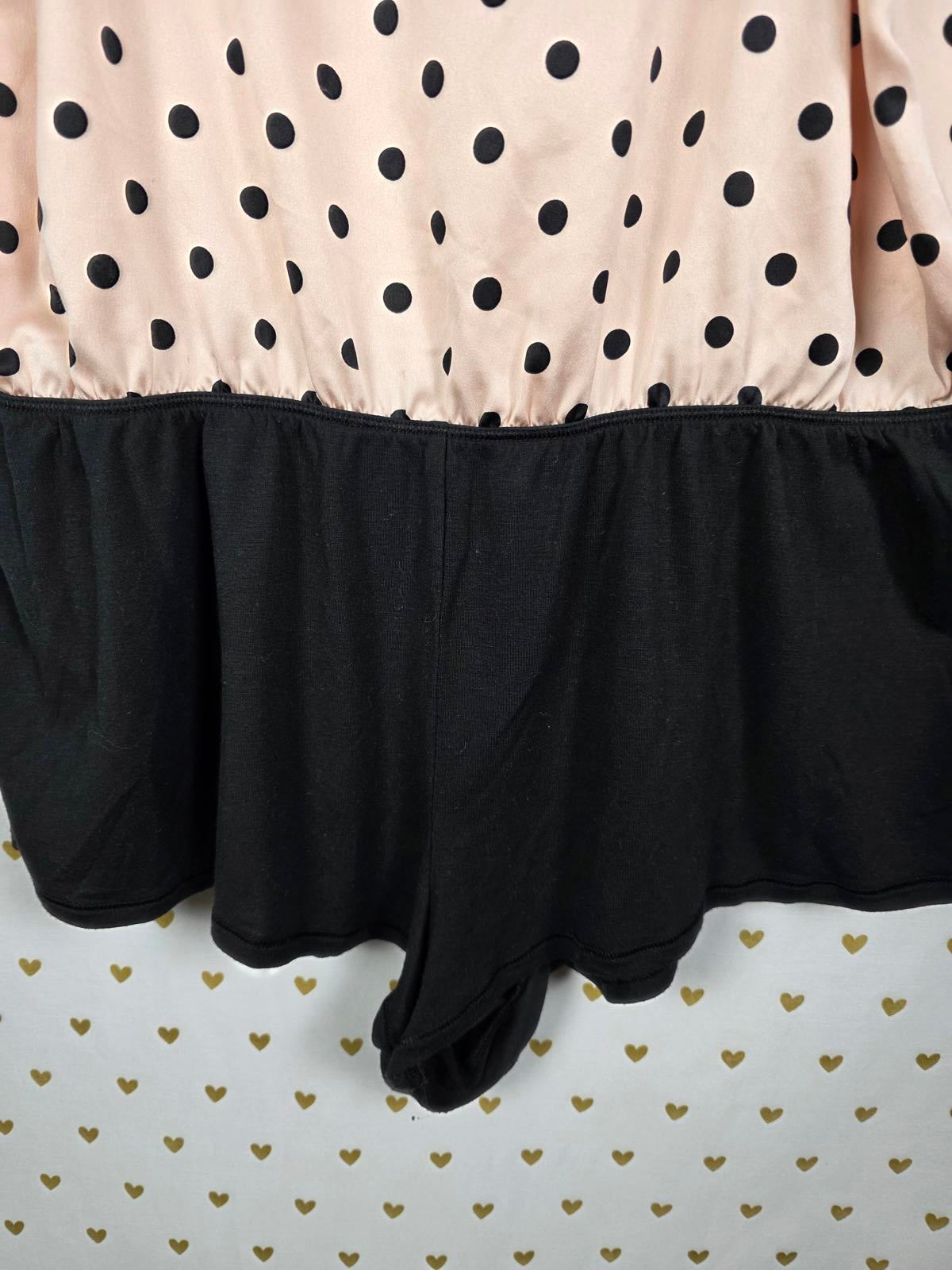 Victorias Secret Sexy POLKA DOT Romper Lingerie Sleep Nightie Outfit MEDIUM Pink