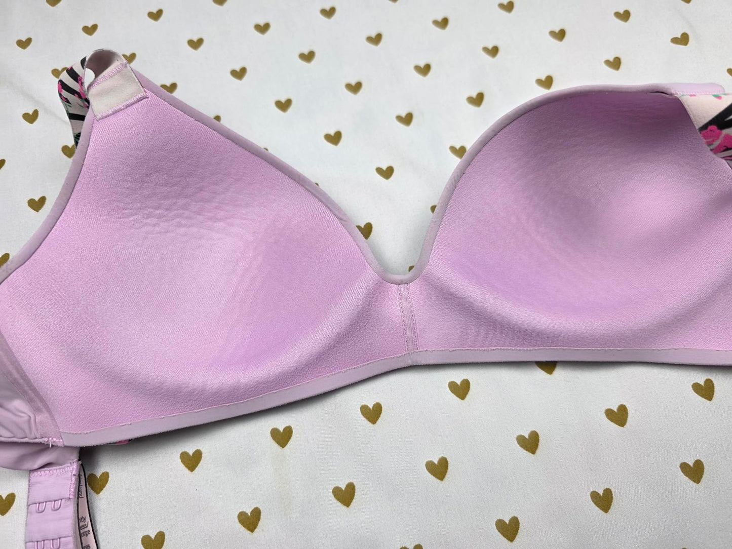 Victorias Secret Purple Logo Strap No Wire Wireless T Shirt Bra 32C
