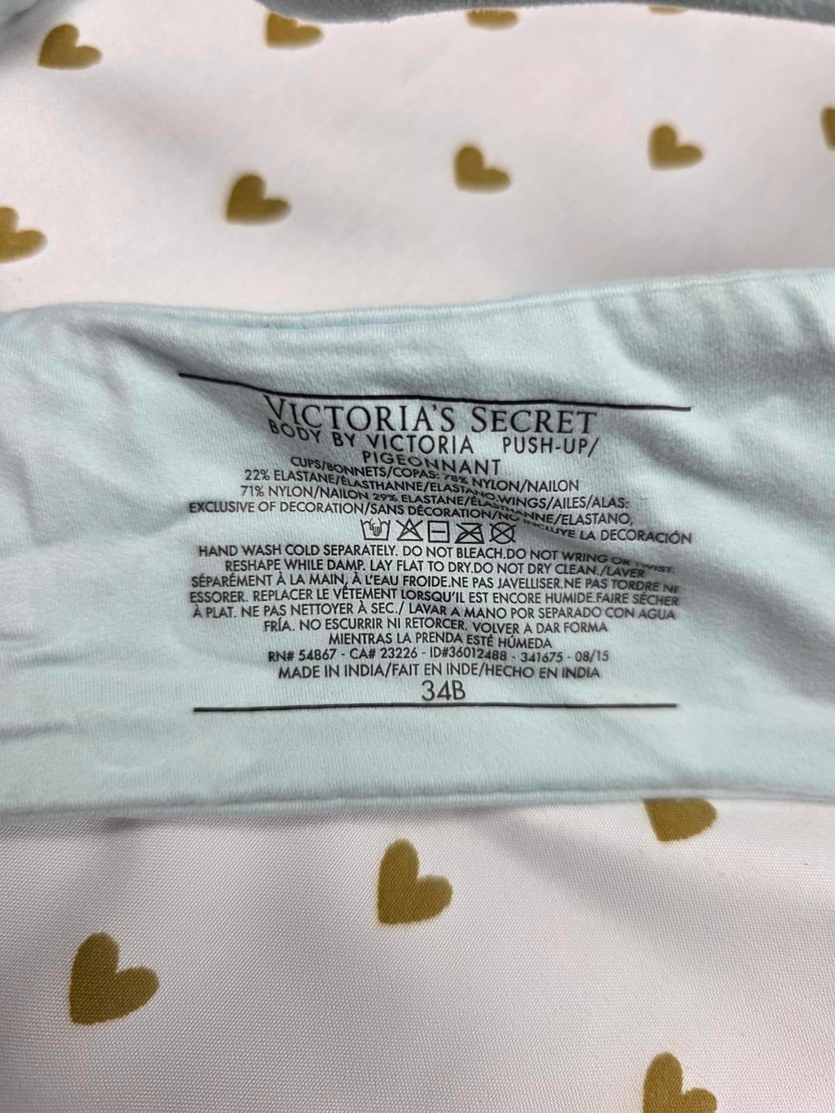 Victoria's Secret BODY BY VICTORIA PUSH UP BRA 34B Blue lace