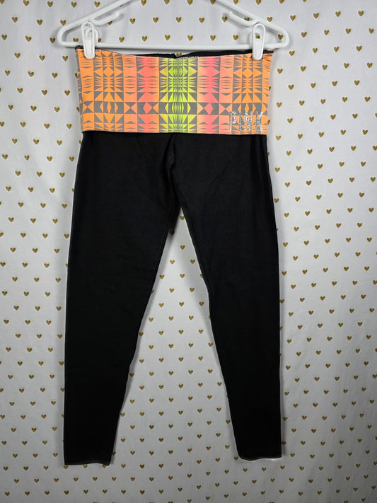 Victorias Secret PINK FOLDOVER Yoga Skinny Pants Leggings BLING Logo Small VTG