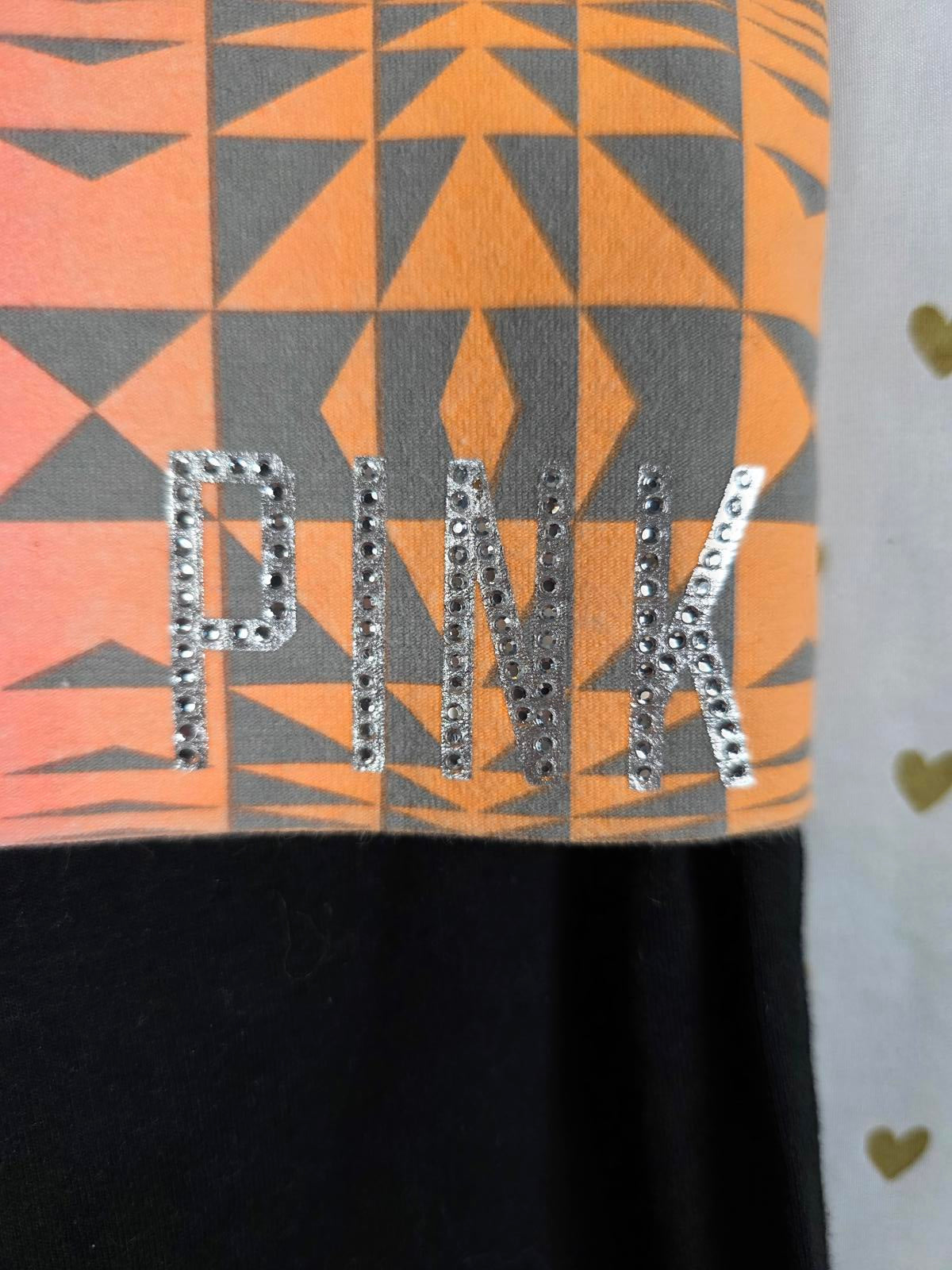 Victorias Secret PINK FOLDOVER Yoga Skinny Pants Leggings BLING Logo Small VTG