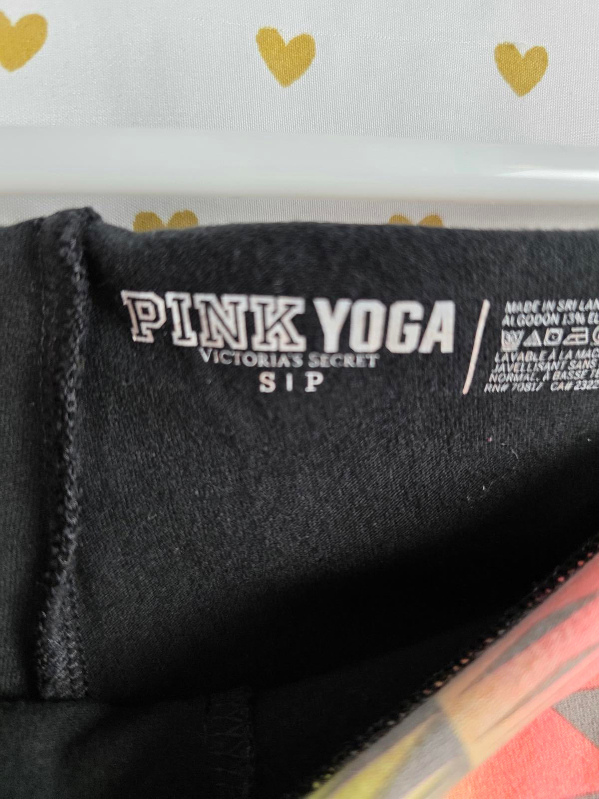 Victorias Secret PINK FOLDOVER Yoga Skinny Pants Leggings BLING Logo Small VTG