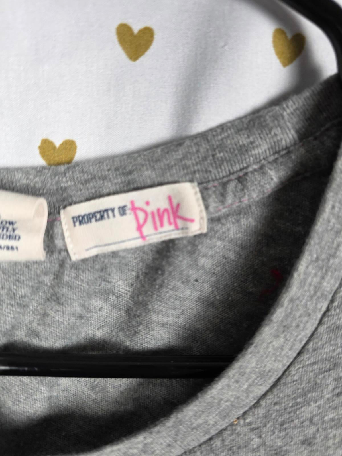 Victorias Secret PINK VINTAGE HONOR SOCIETY Y2K Large Tee Shirt Gray