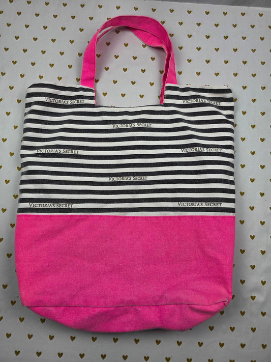 Victorias Secret Pink VINTAGE Carryall Canvas Tote Bag Purse Striped