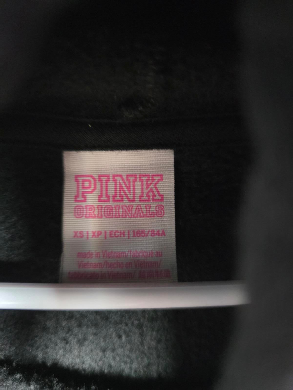 Victorias Secret Pink CAMPUS ORIGINALS black LOVE pullover hoodie sweater XS