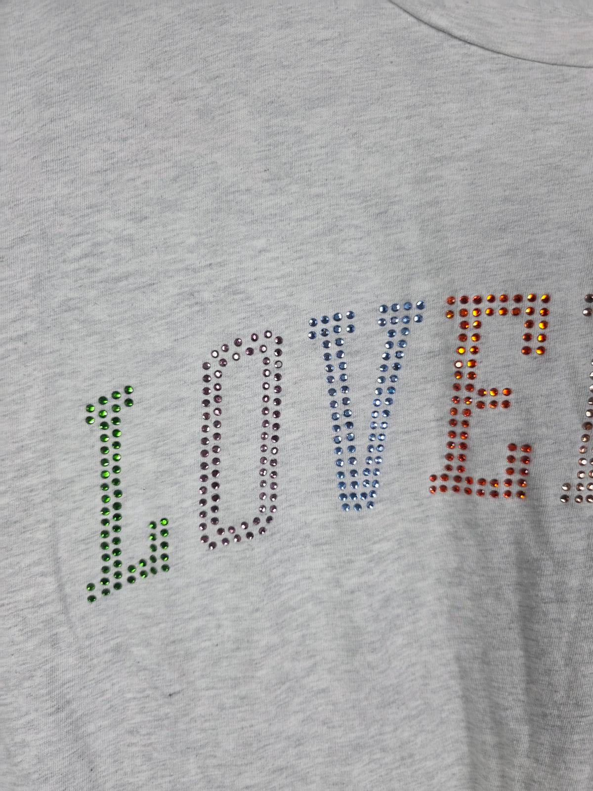 Victorias Secret PINK Rhinestone Rainbow BLING Tee Shirt 2XL XXL