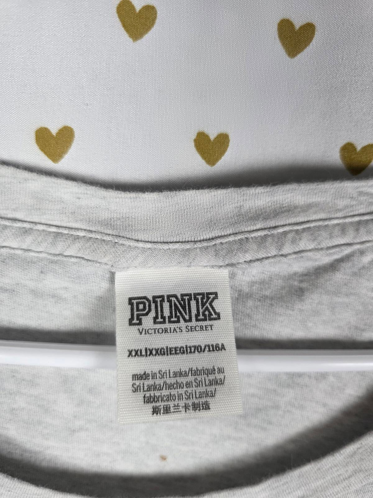 Victorias Secret PINK Rhinestone Rainbow BLING Tee Shirt 2XL XXL