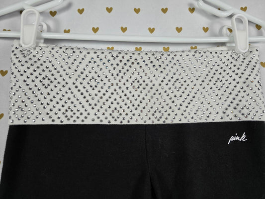 Victorias Secret PINK BLING Geometric Studded FOLDOVER Yoga Pants Skinny XS
