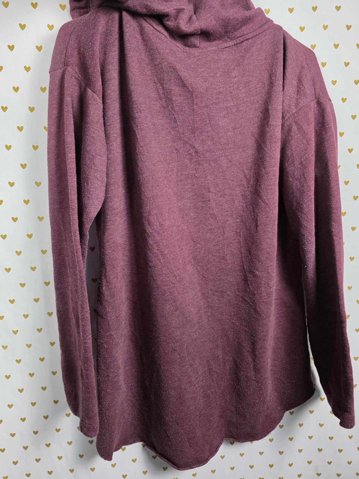 Victorias Secret Pink Maroon V Neck Hoodie Pullover Sweater LOVE Large