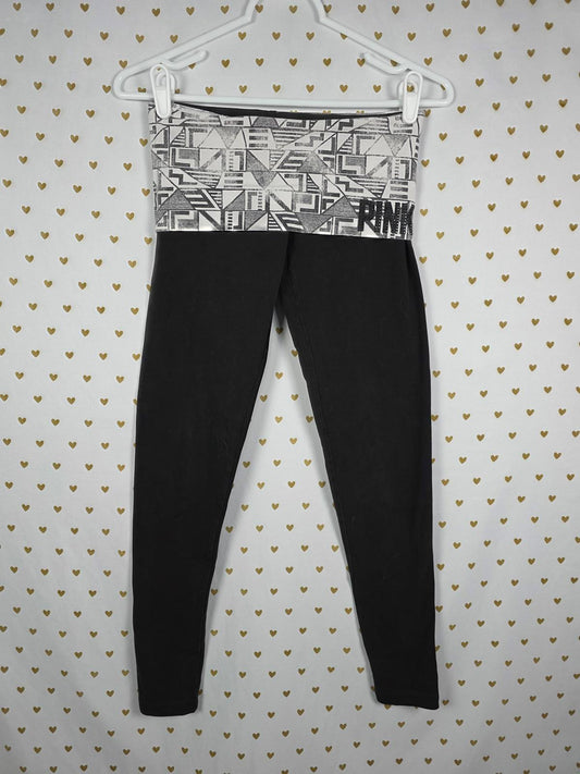Victorias Secret PINK Geometric FOLDOVER Vintage Yoga Pants Skinny XS BLING