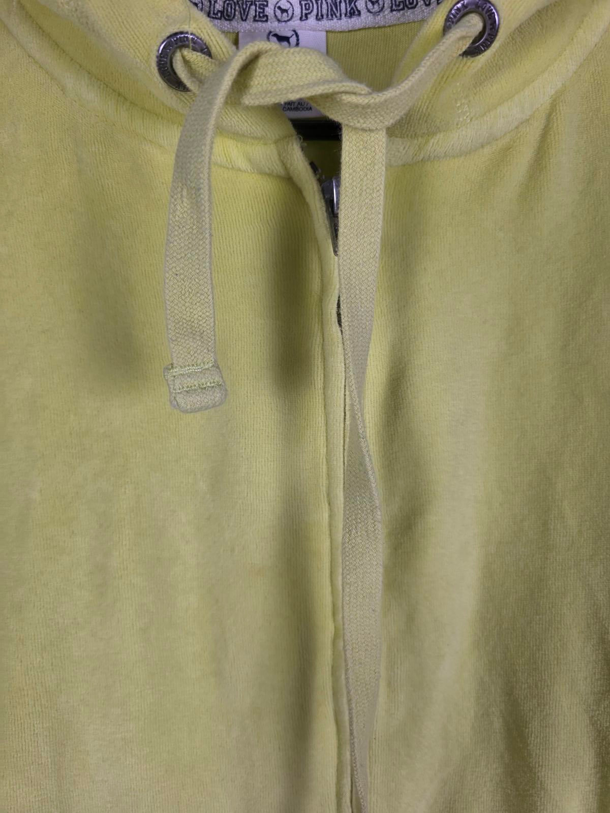 Victorias Secret Pink Y2K Vintage VELOUR Yellow Full Zip Hoodie Jacket LOVE  XS