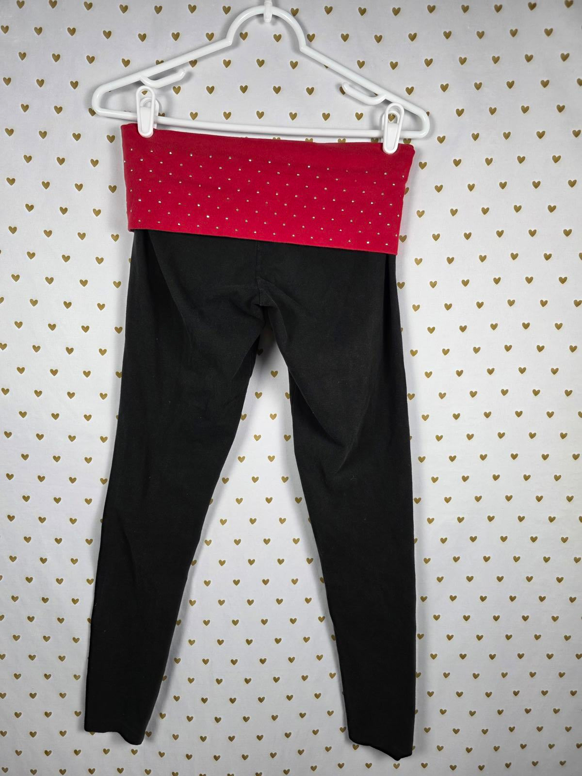 Victorias Secret PINK Studded Skinny Red FOLDOVER Yoga Pants SMALL VINTAGE