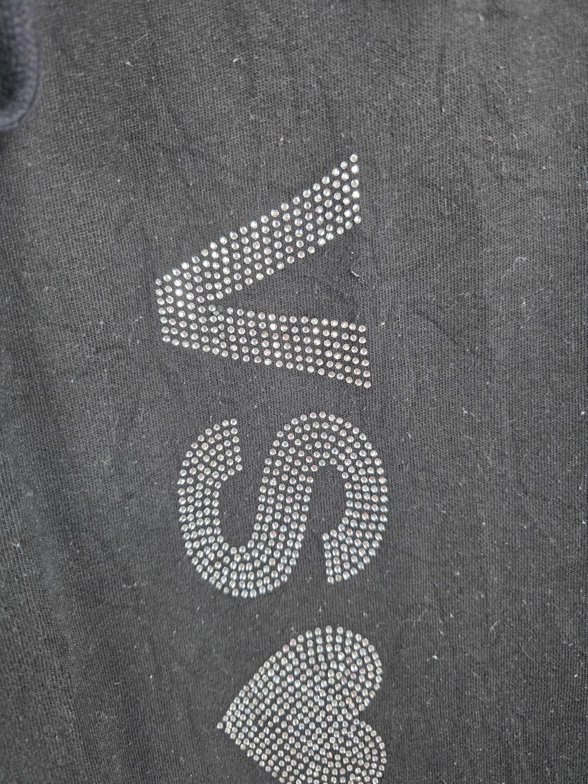 Victorias Secret BLING STUDDED VS LOVE Sweatpants Flare Raw Hem Black XS