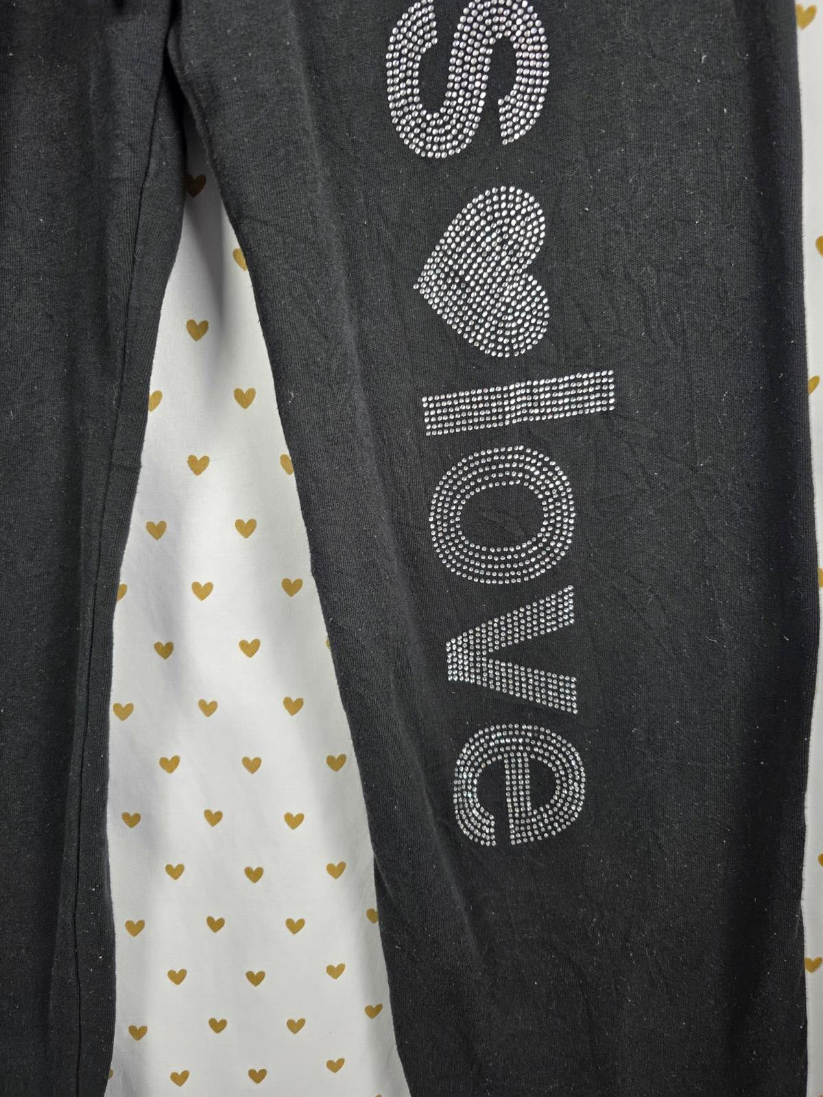 Victorias Secret BLING STUDDED VS LOVE Sweatpants Flare Raw Hem Black XS