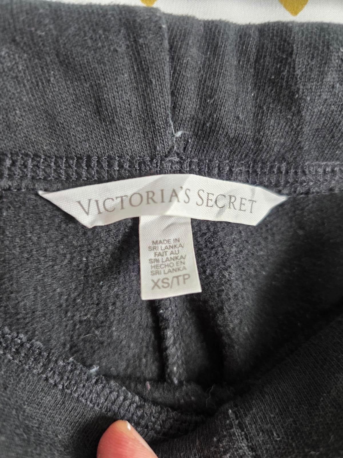 Victorias Secret BLING STUDDED VS LOVE Sweatpants Flare Raw Hem Black XS
