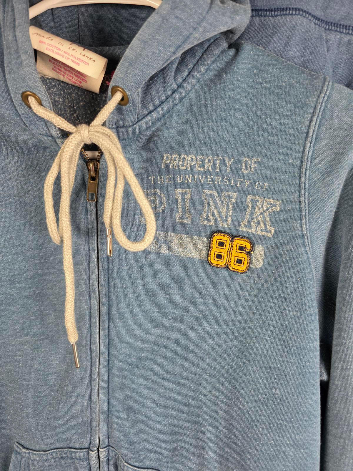 Victorias Secret PINK VINTAGE SET Joggers Hoodie Jacket SMALL Y2k Blue Full zip