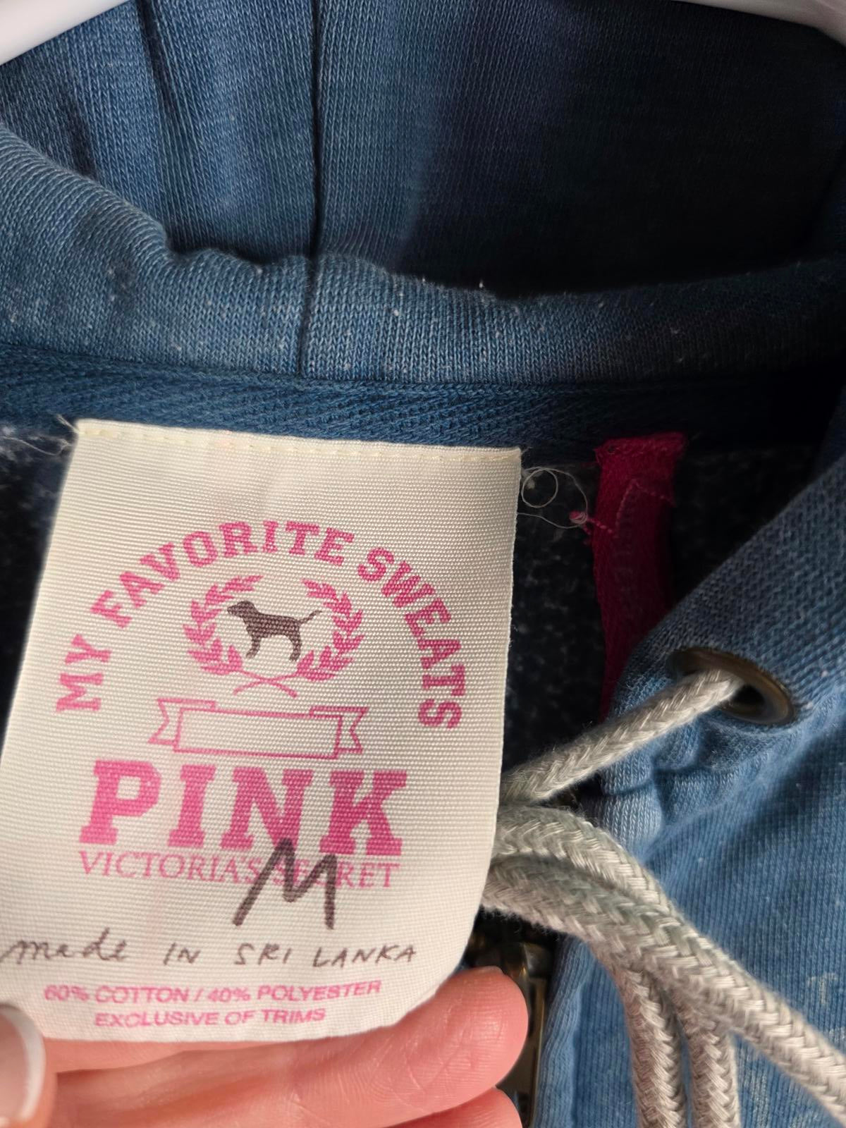 Victorias Secret PINK VINTAGE SET Joggers Hoodie Jacket SMALL Y2k Blue Full zip