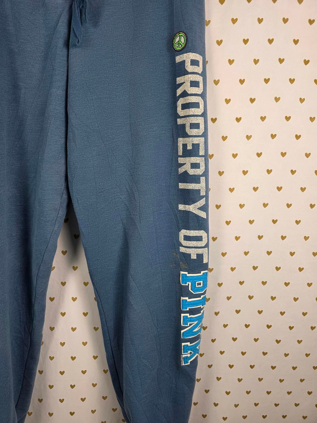 Victorias Secret PINK VINTAGE SET Joggers Hoodie Jacket SMALL Y2k Blue Full zip
