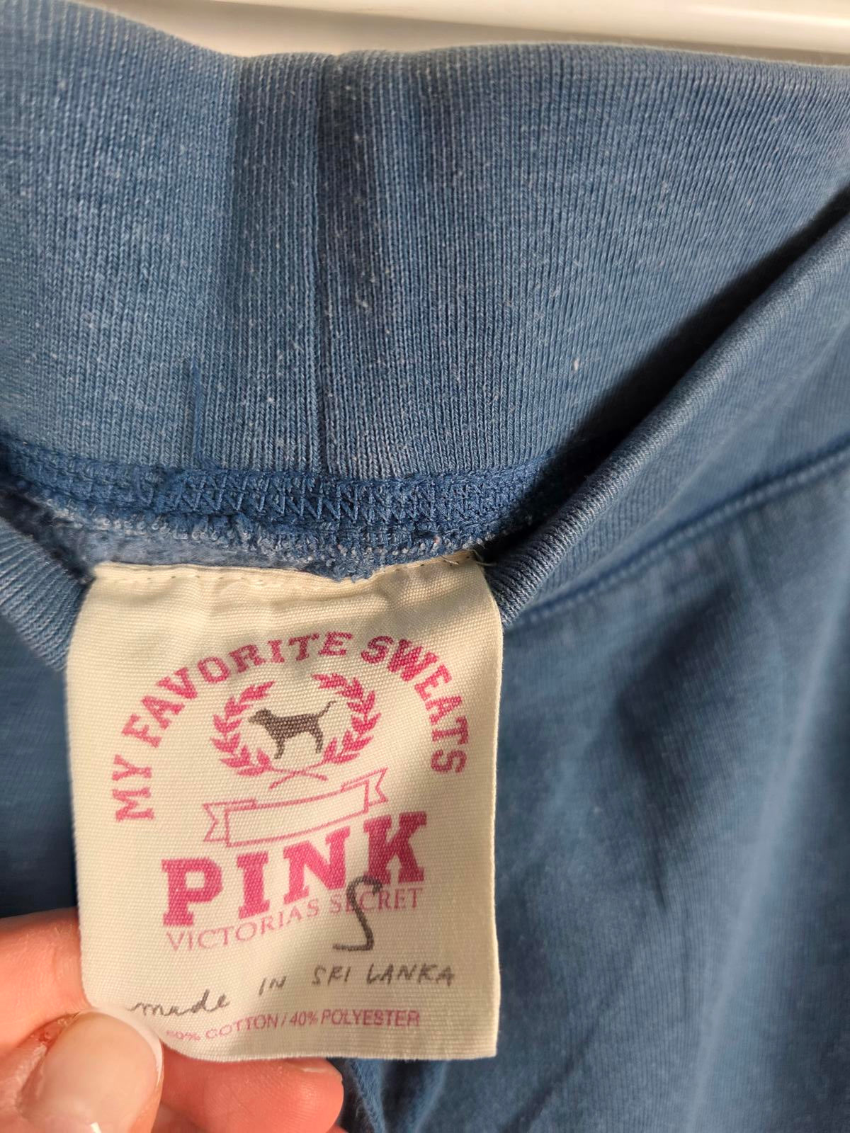 Victorias Secret PINK VINTAGE SET Joggers Hoodie Jacket SMALL Y2k Blue Full zip