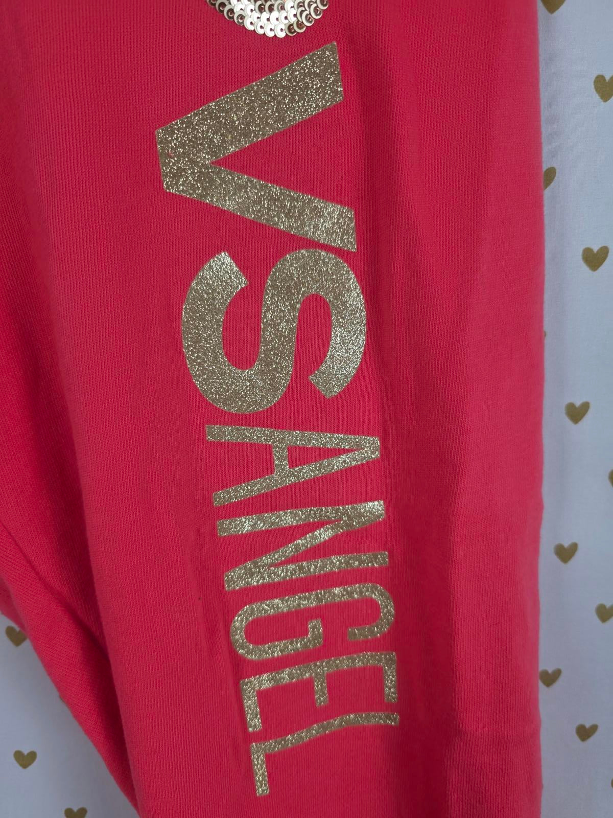 Victorias Secret VS ANGEL BLING Gold Sequined Capri Joggers Sweats red MEDIUM
