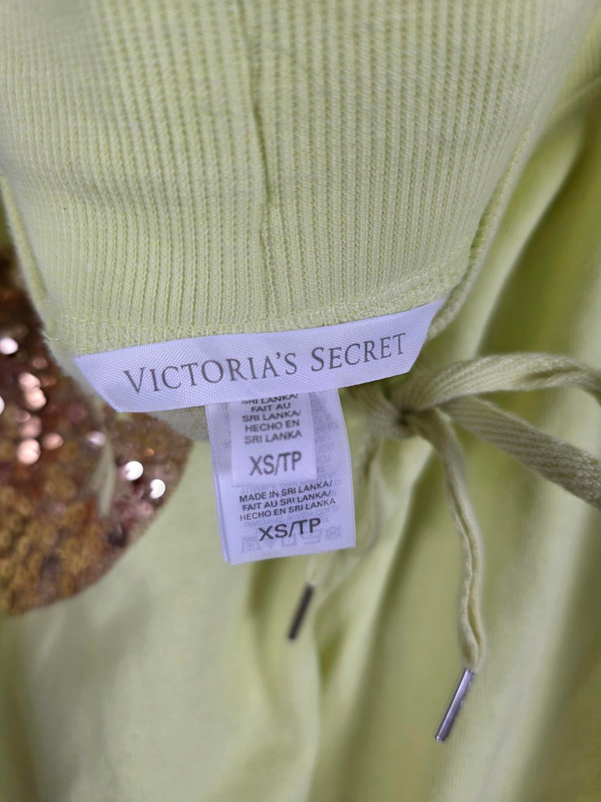 Victorias Secret Yellow BLING Heart XS Tapered Joggers Sweatpants Sequined
