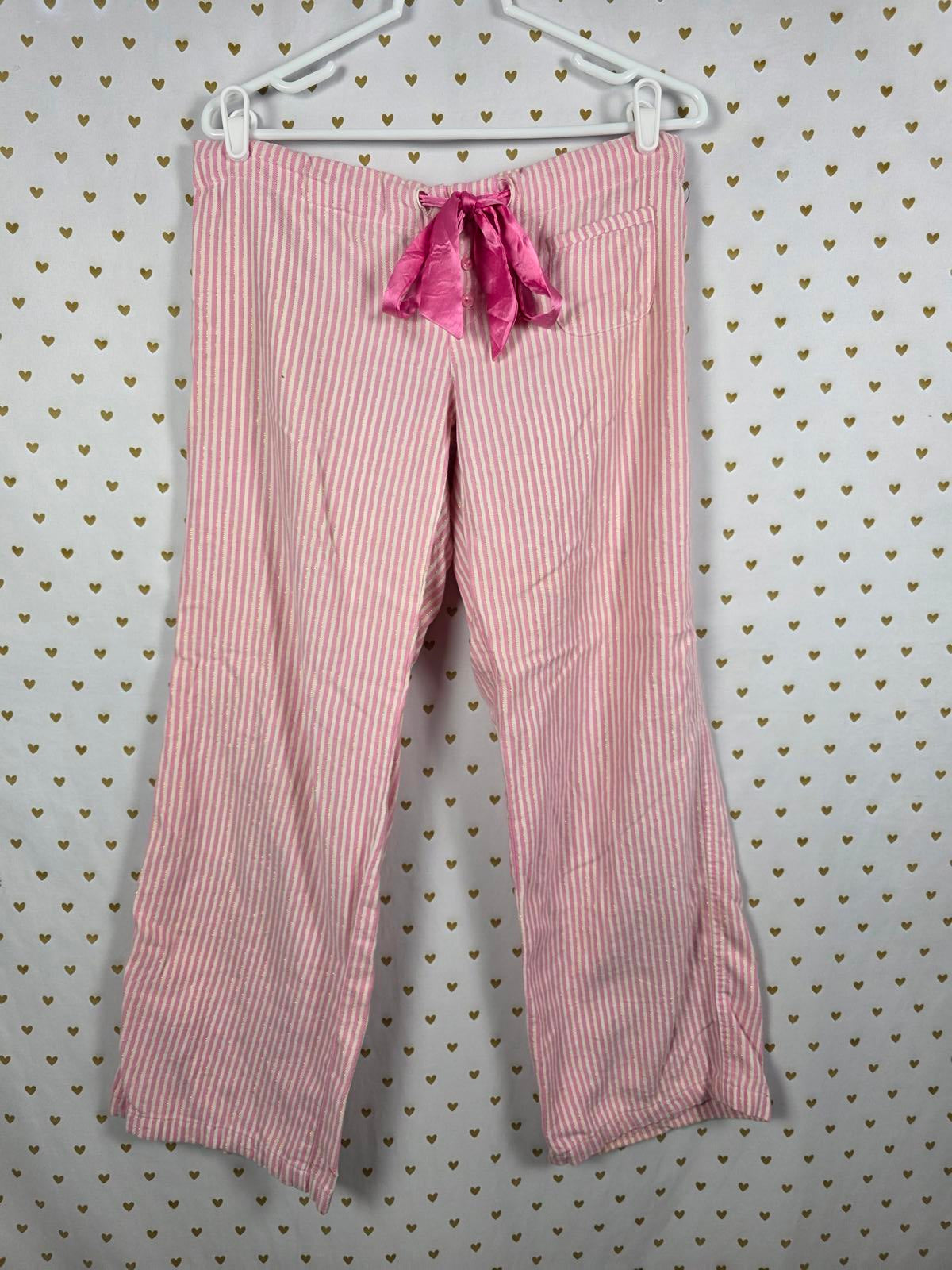Victoria Secret Y2K Pink Striped Pajama Pants SKI BUNNIES Rare PJ Sleep Vintage