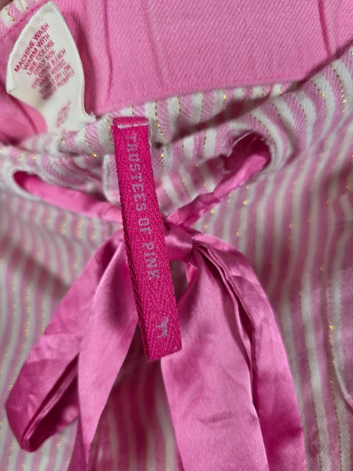 Victoria Secret Y2K Pink Striped Pajama Pants SKI BUNNIES Rare PJ Sleep Vintage