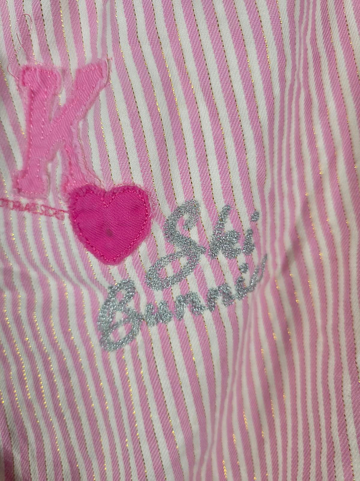 Victoria Secret Y2K Pink Striped Pajama Pants SKI BUNNIES Rare PJ Sleep Vintage