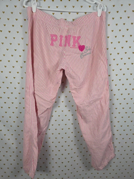 Victoria Secret Y2K Pink Striped Pajama Pants SKI BUNNIES Rare PJ Sleep Vintage