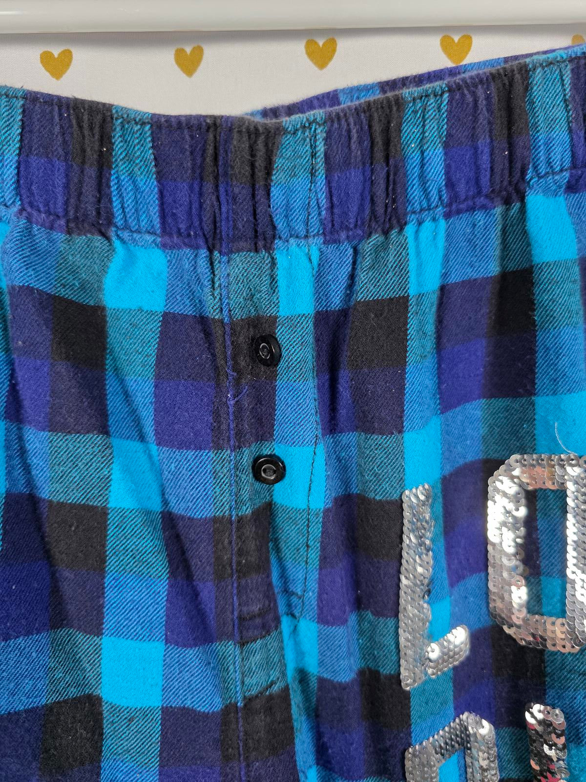Victorias Secret BLING Plaid Sequined Sleep Pants PJ Bottoms SMALL vintage Rare