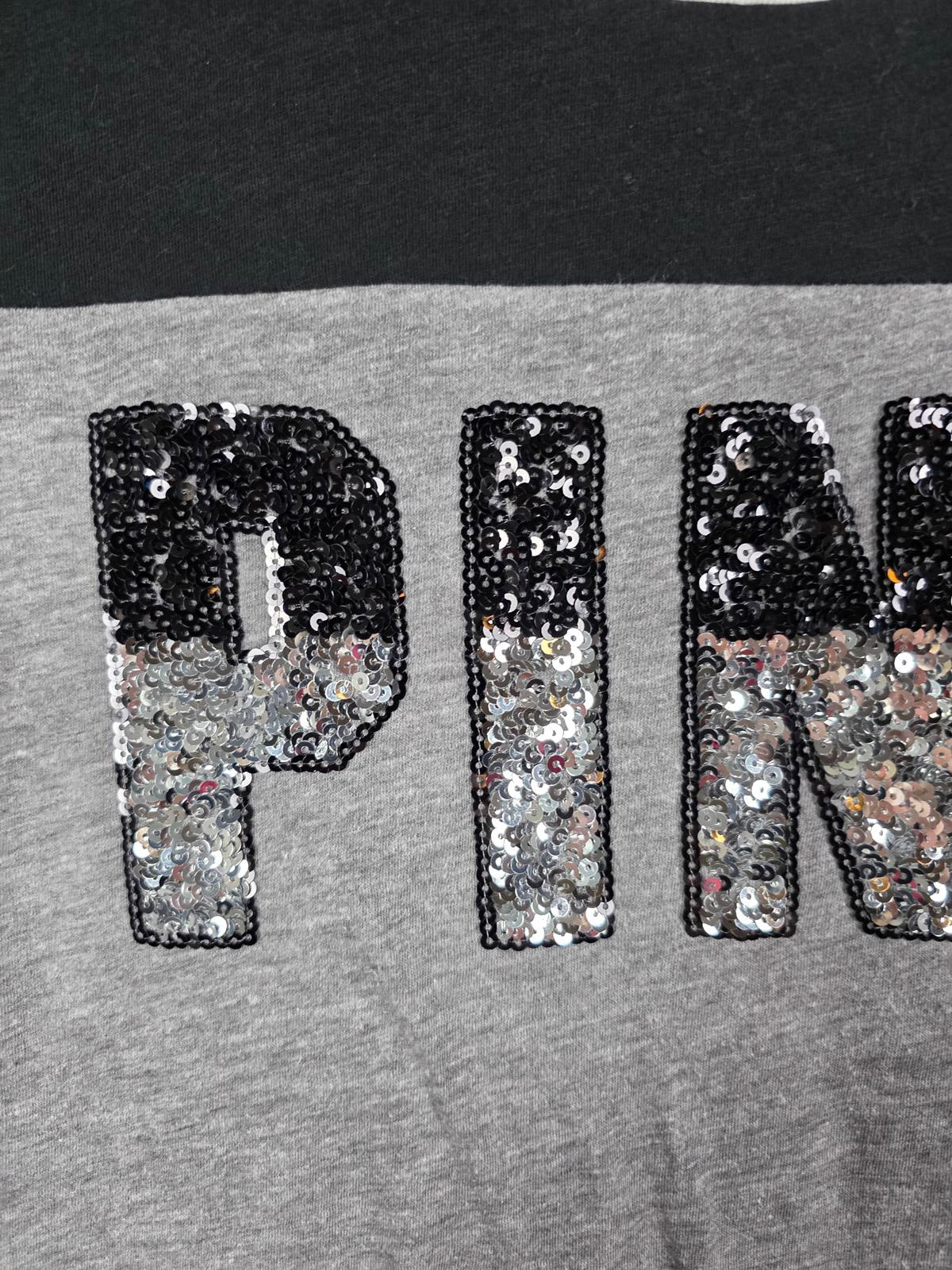 Victorias Secret PINK Colorblock Gradient BLING Sequined Tee Shirt SMALL