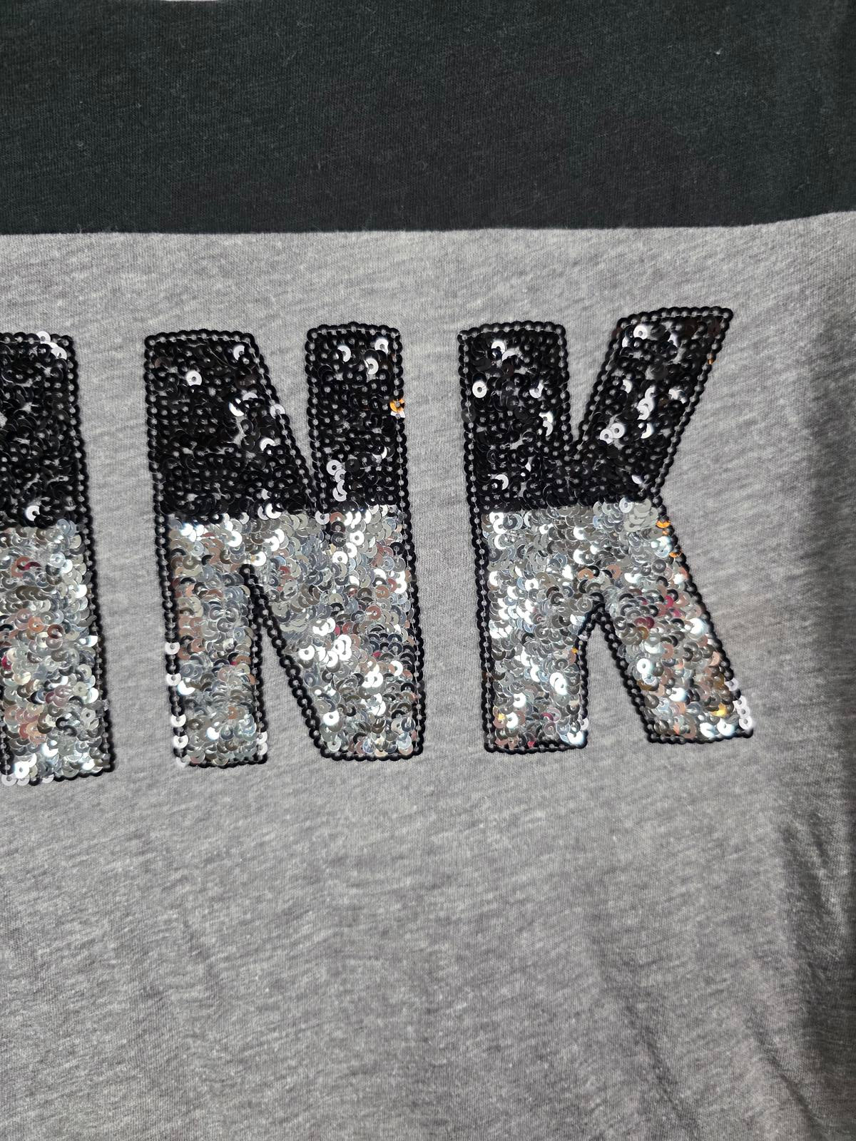 Victorias Secret PINK Colorblock Gradient BLING Sequined Tee Shirt SMALL