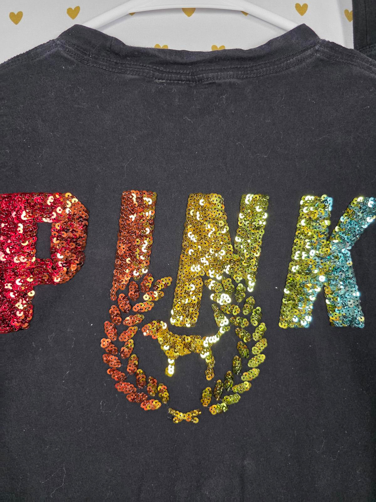 Victorias Secret PINK  RAINBOW BLING Campus Tee Shirt & Leggings SET Yoga XS SM