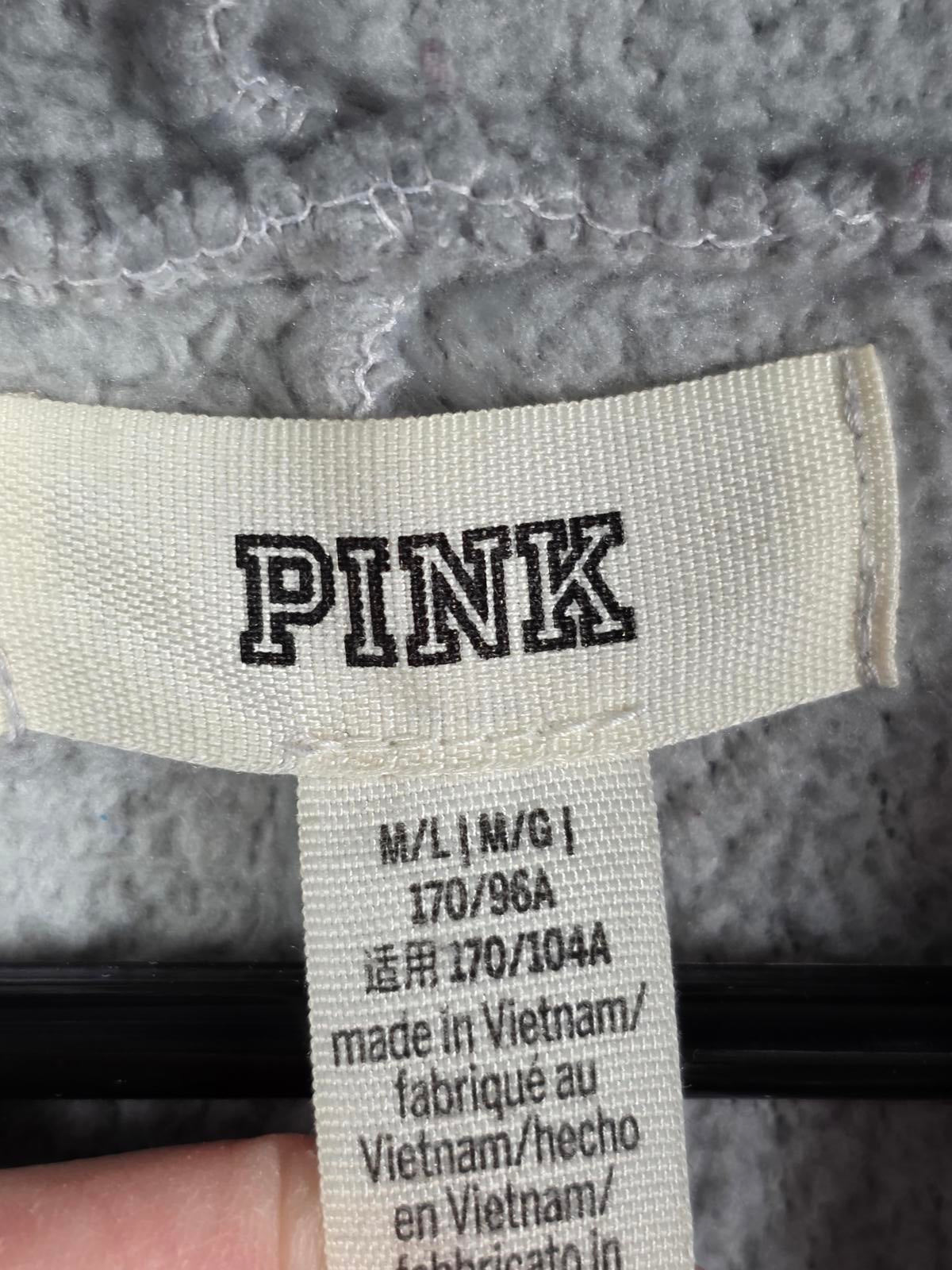Victoria Secret Pink Teddy Soft Pajama M/L Dogs Gray one piece RARE Sleep