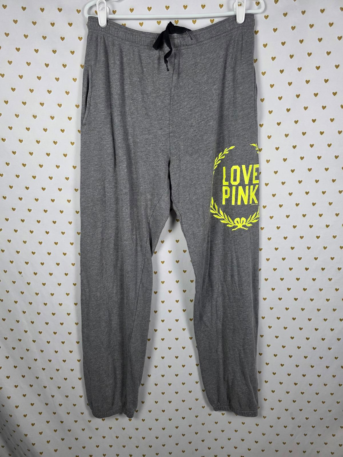 Victorias Secret PINK Neon LOVE Logo Sweats Joggers Sweatpants Y2k Vintage Sm