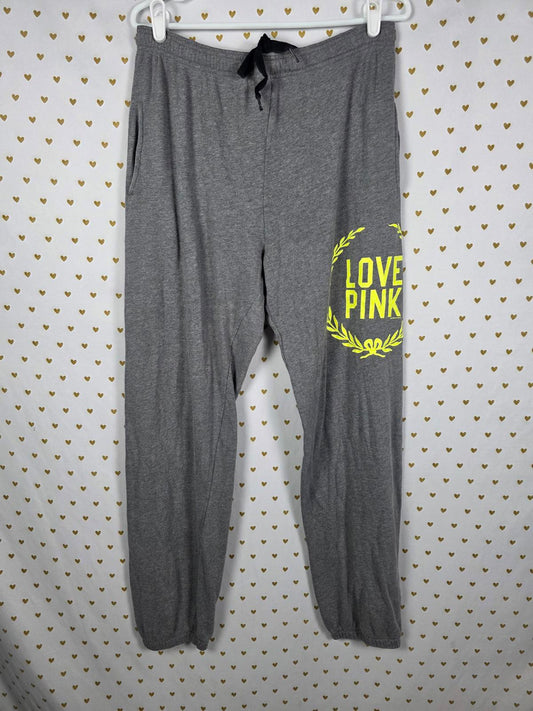 Victorias Secret PINK Neon LOVE Logo Sweats Joggers Sweatpants Y2k Vintage Sm