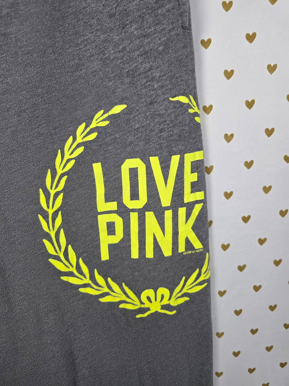 Victorias Secret PINK Neon LOVE Logo Sweats Joggers Sweatpants Y2k Vintage Sm