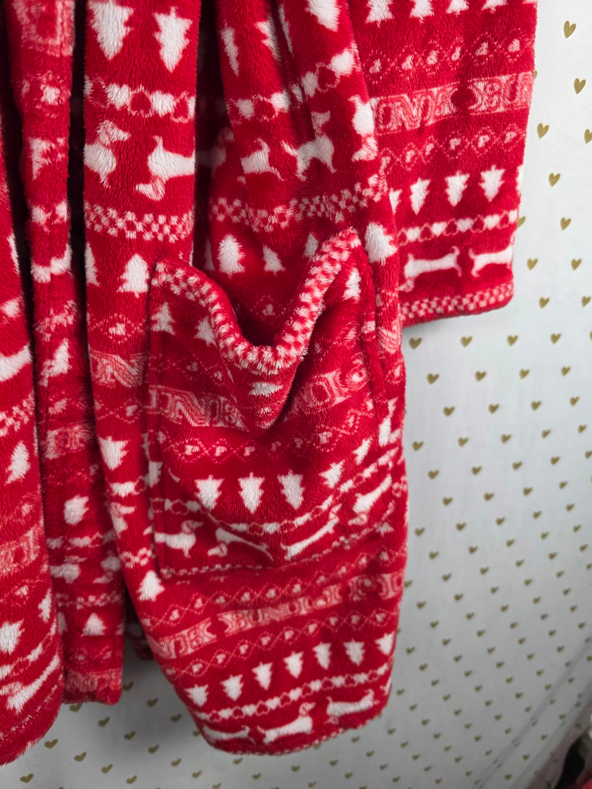 Victorias Secret Cute Fluffy Bathrobe Bath Robe DOG Logo XL XXL Red Thick