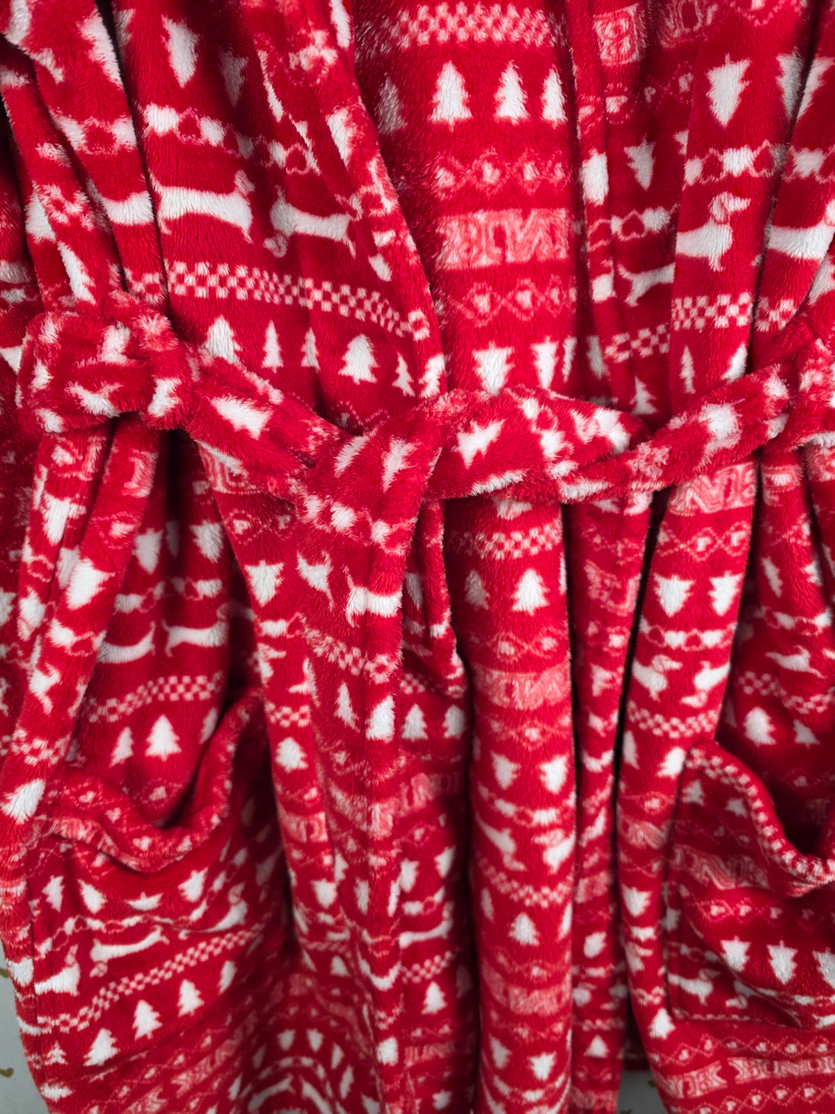 Victorias Secret Cute Fluffy Bathrobe Bath Robe DOG Logo XL XXL Red Thick