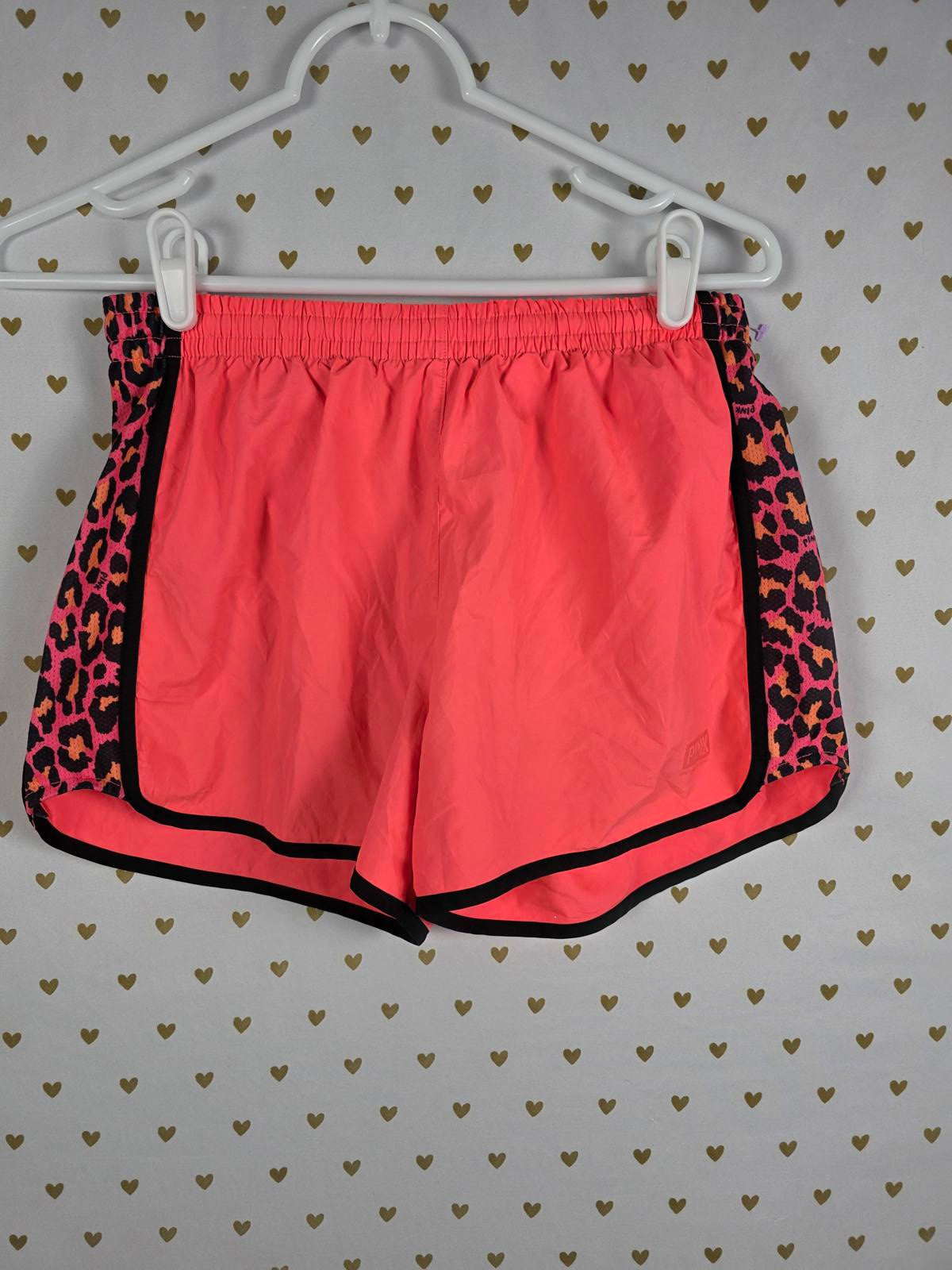 Victorias Secret PINK Neon Leopard Cheetah Orange Running SHORTS VTG Lined XS