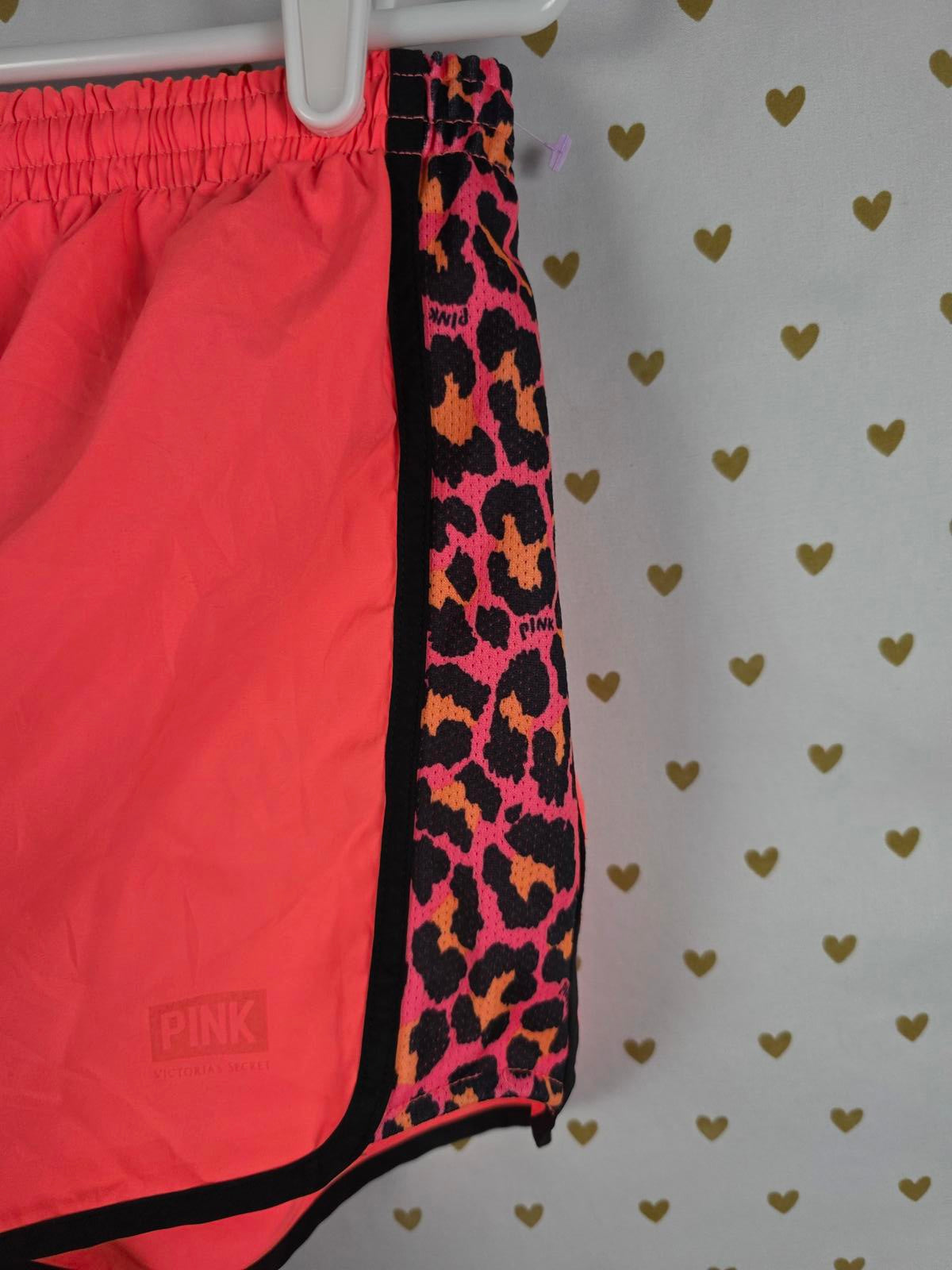 Victorias Secret PINK Neon Leopard Cheetah Orange Running SHORTS VTG Lined XS