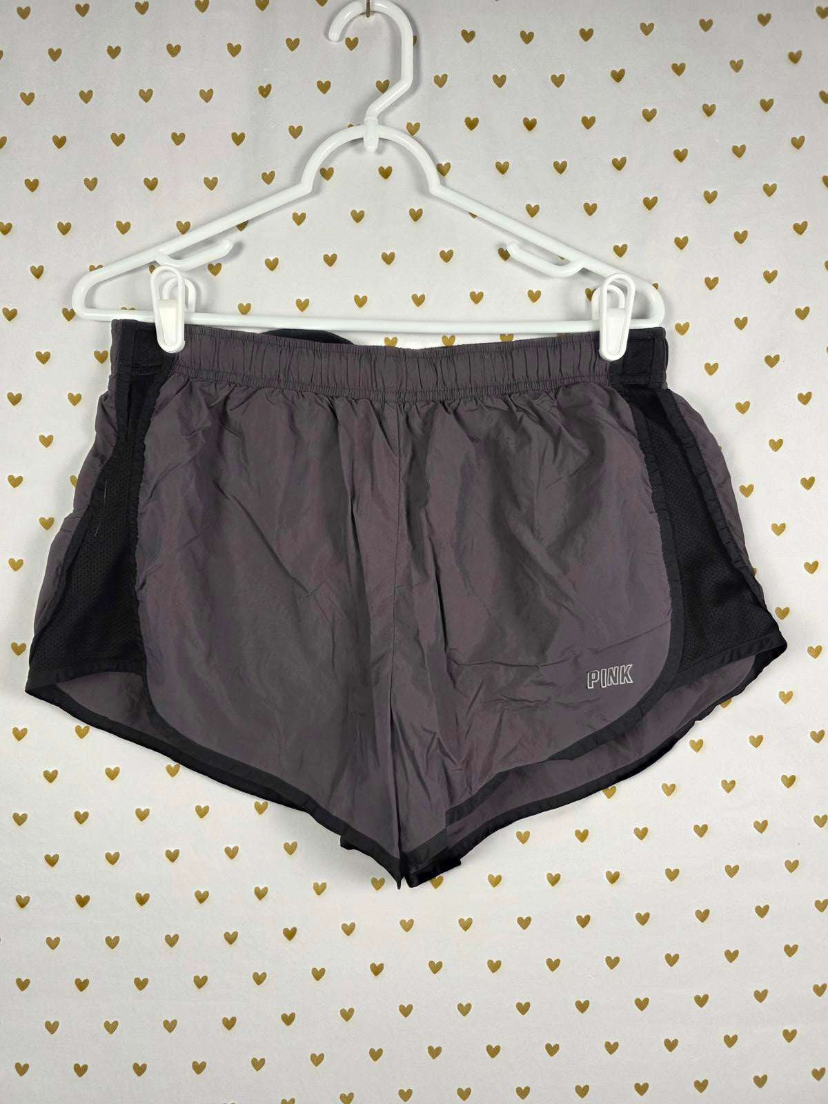 Victorias Secret PINK Grey Lined Running Active Shorts Black LARGE