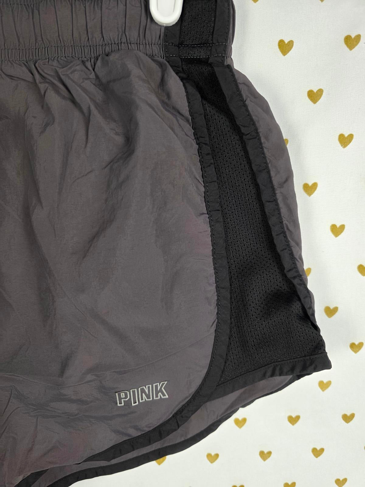 Victorias Secret PINK Grey Lined Running Active Shorts Black LARGE
