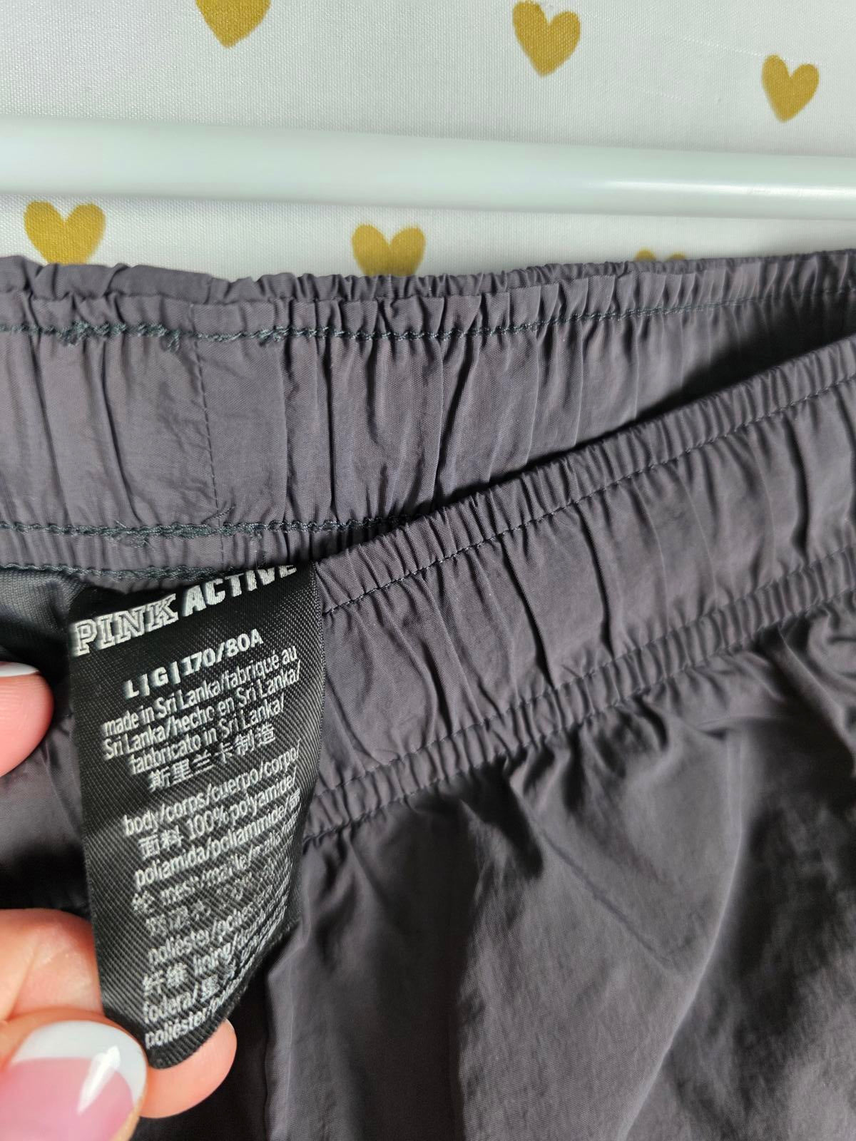 Victorias Secret PINK Grey Lined Running Active Shorts Black LARGE